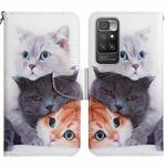 For Xiaomi Redmi 10 Painted Pattern Flip Leather Phone Case(Three Cats)