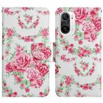 For Xiaomi Redmi K40 Painted Pattern Flip Leather Phone Case(Rose Flower)