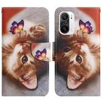 For Xiaomi Redmi K40 Painted Pattern Flip Leather Phone Case(Butterfly Cat)