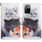 For Xiaomi Redmi Note 10 Pro 5G Painted Pattern Flip Leather Phone Case(Three Cats)