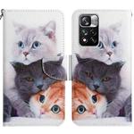 For Xiaomi Redmi Note 11 Pro 5G China Painted Pattern Flip Leather Phone Case(Three Cats)