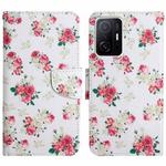 For Xiaomi Mi 11T Painted Pattern Flip Leather Phone Case(Red Peony)