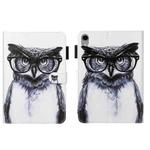 For iPad mini 6 Cross Texture Painted Smart Leather Tablet Case(Black Owl)