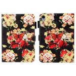 Cross Texture Painted Smart Leather Tablet Case For iPad mini 6(Black Peonies)