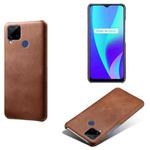 For OPPO Realme C15 Calf Texture PC + PU Phone Case(Brown)