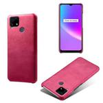 For OPPO Realme C25 Calf Texture PC + PU Phone Case(Rose Red)