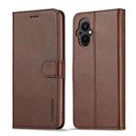 For OPPO A96 5G / Reno7 Z 5G LC.IMEEKE Calf Texture Leather Phone Case(Coffee)