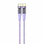 USAMS US-SJ574 Type-C / USB-C to Type-C / USB-C PD 100W Aluminum Alloy Transparent Charging Cata Cable, Length: 1.2m(Purple)