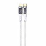 USAMS US-SJ574 Type-C / USB-C to Type-C / USB-C PD 100W Aluminum Alloy Transparent Charging Cata Cable, Length: 1.2m(White)