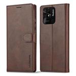 For Xiaomi Redmi 10C LC.IMEEKE Calf Texture Leather Phone Case(Coffee)