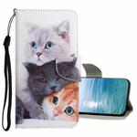 For Samsung Galaxy A73 5G Colored Drawing Pattern Flip Leather Case(3 Cats)
