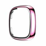 For Fitbit Versa 3 / Fitbit Sense Electroplated PC +Tempered Glass Watch Case(Pink)