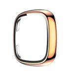For Fitbit Versa 3 / Fitbit Sense Electroplated PC +Tempered Glass Watch Case(Rose Gold)