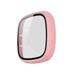 For Fitbit Versa 3 / Fitbit Sense Frosted PC +Tempered Glass Watch Case(Pink)