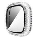 For Fitbit Versa 3 / Fitbit Sense Diamond PC + Tempered Glass Watch Case(Silver)