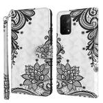 For OPPO A54 5G / A74 5G 3D Painting Pattern Flip Leather Phone Case(Black Flower)