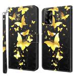 For OPPO A74 4G 3D Painting Pattern Flip Leather Phone Case(Gold Butterfly)