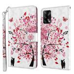 For OPPO A74 4G 3D Painting Pattern Flip Leather Phone Case(Cat and Tree)