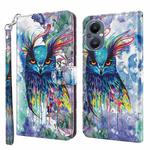 For OnePlus Nord N20 5G / OPPO A96 5G 3D Painting Pattern Flip Leather Phone Case(Watercolor Owl)