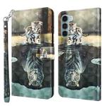 For Motorola Moto G200 5G / Edge S30 3D Painting Pattern Flip Leather Phone Case(Cat Tiger)