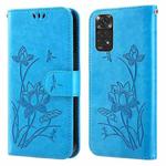 For Xiaomi Redmi Note 11 Pro 4G / 5G Lotus Embossed Flip Leather Phone Case(Blue)