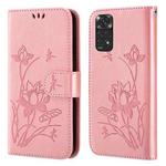 For Xiaomi Redmi Note 11 Pro 4G / 5G Lotus Embossed Flip Leather Phone Case(Pink)