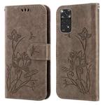 For Xiaomi Redmi Note 11 Pro 4G / 5G Lotus Embossed Flip Leather Phone Case(Grey)