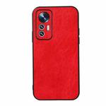 For Xiaomi Mi 12 Lite Accurate Hole Crazy Horse Texture PU Phone Case(Red)