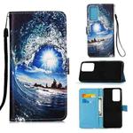 For Samsung Galaxy A13 4G Colored Drawing Pattern Plain Weave Leather Phone Case(Ocean Waves and Sun)