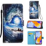 For Xiaomi Redmi Note 11 Pro 5G / 4G Foreign Colored Drawing Pattern Plain Weave Leather Phone Case(Ocean Waves and Sun)