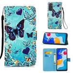 For Xiaomi Redmi Note 11S / Note 11 4G Foreign Colored Drawing Pattern Plain Weave Leather Phone Case(Heart Butterfly)