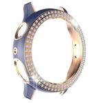 For Samsung Galaxy Watch Active 2 40mm Double-Row Diamond Two-color Electroplating PC Watch Case(Navy Blue+Rose Gold)