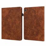For Lenovo M10 Plus 3rd Gen 10.6 inch Peacock Embossed Pattern Leather Tablet Case(Brown)