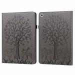 For Lenovo M10 Plus 3rd Gen 10.6 inch Tree & Deer Embossed Leather Tablet Case(Grey)