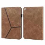 For Lenovo M10 Plus 3rd Gen 10.6 inch Solid Color Stripe Embossed Leather Tablet Case(Brown)