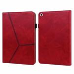 For Lenovo M10 Plus 3rd Gen 10.6 inch Solid Color Stripe Embossed Leather Tablet Case(Red)
