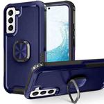 For Samsung Galaxy S22+ 5G 3 in 1 Ring Holder PC + TPU Phone Case(Navy Blue)