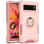For Google Pixel 6 3 in 1 Ring Holder PC + TPU Phone Case(Rose Gold)