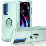 For Motorola Moto Edge 2021 3 in 1 Ring Holder PC + TPU Phone Case(Mint Green)