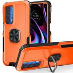 For Motorola Moto Edge 2021 3 in 1 Ring Holder PC + TPU Phone Case(Orange)