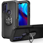 For Motorola Moto G Pure 3 in 1 Ring Holder PC + TPU Phone Case(Black)