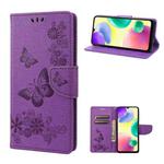 For Xiaomi Redmi 10A Butterfly Embossed Leather Phone Case(Purple)