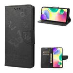 For Xiaomi Redmi 10A Butterfly Embossed Leather Phone Case(Black)