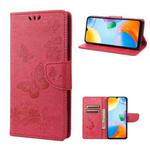 For Xiaomi Redmi 10C Butterfly Embossed Leather Phone Case(Red)