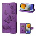 For Samsung Galaxy M23 5G Butterfly Embossed Leather Phone Case(Purple)