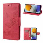 For Samsung Galaxy M23 5G Butterfly Embossed Leather Phone Case(Red)