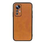 For Xiaomi Mi 12 Lite Accurate Hole Two-color Calf Texture PU Phone Case(Brown)