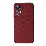 For Xiaomi Mi 12 Lite Accurate Hole Carbon Fiber Texture Shockproof Case(Red)