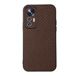 For Xiaomi Mi 12 Lite Accurate Hole Carbon Fiber Texture Shockproof Case(Brown)