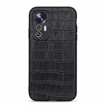 For Xiaomi Mi 12 Lite Fine Hole Crocodile Texture Genuine Leather Phone Case(Black)